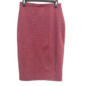 I ♥️ Rolsom Size Small Coquette Midi Fun Glam Cranberry Pencil Skirt